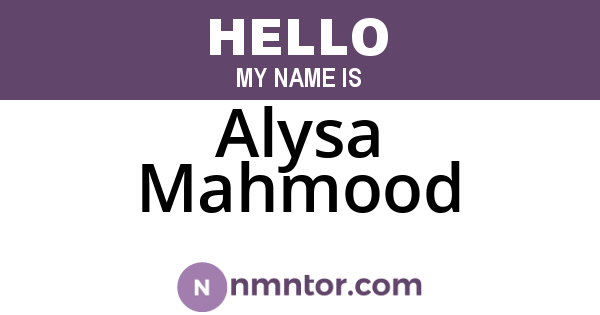 Alysa Mahmood