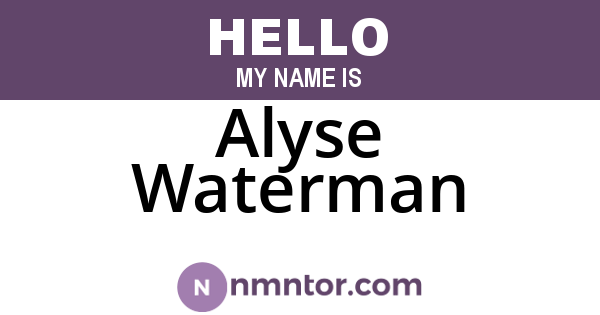 Alyse Waterman