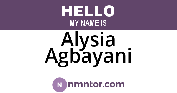 Alysia Agbayani