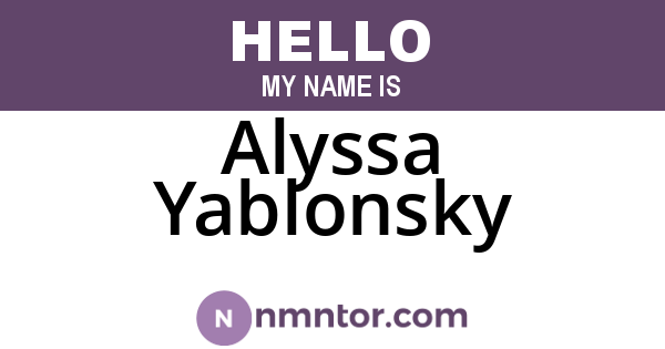 Alyssa Yablonsky