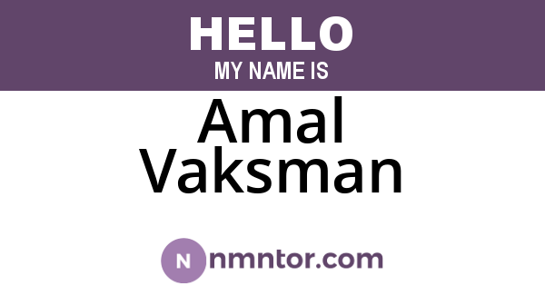 Amal Vaksman