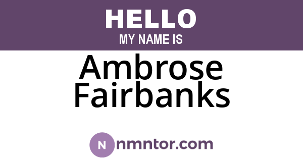 Ambrose Fairbanks
