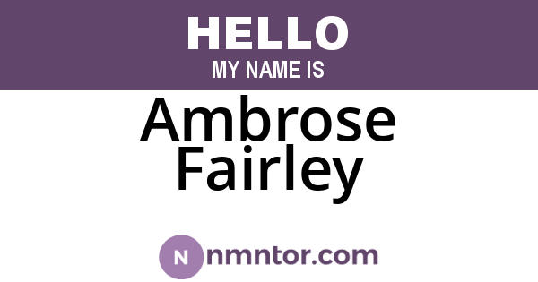Ambrose Fairley