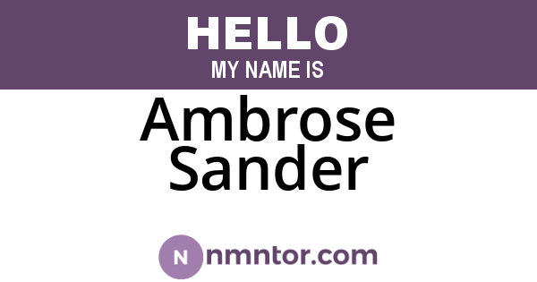 Ambrose Sander