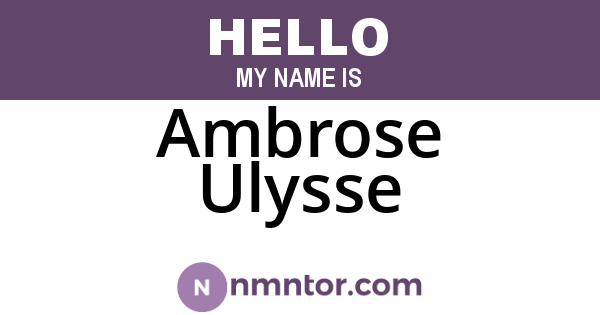 Ambrose Ulysse