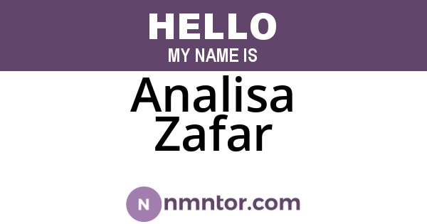 Analisa Zafar