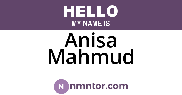 Anisa Mahmud