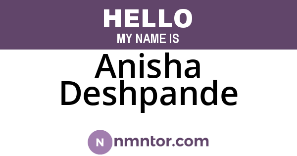 Anisha Deshpande
