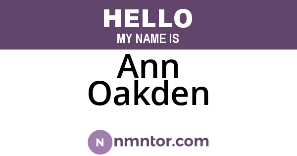 Ann Oakden