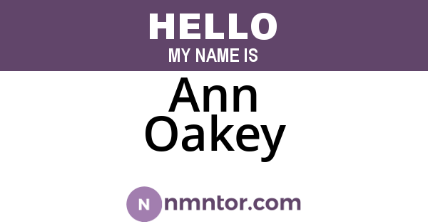 Ann Oakey