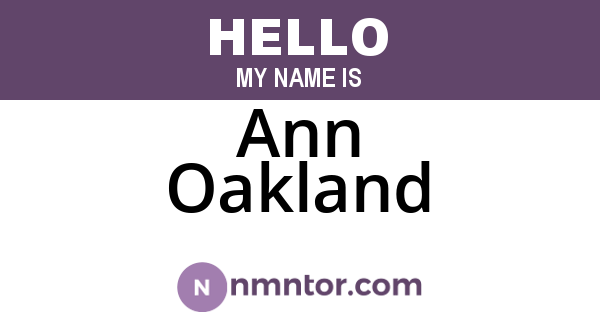Ann Oakland