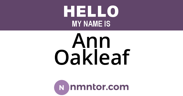 Ann Oakleaf