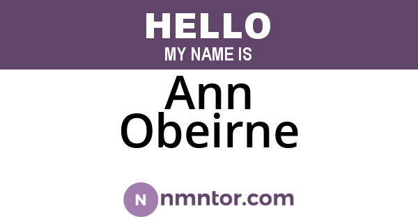Ann Obeirne