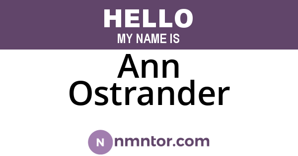 Ann Ostrander