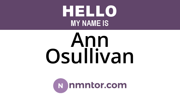 Ann Osullivan