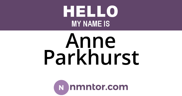 Anne Parkhurst