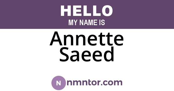 Annette Saeed