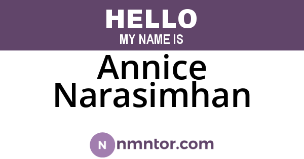 Annice Narasimhan