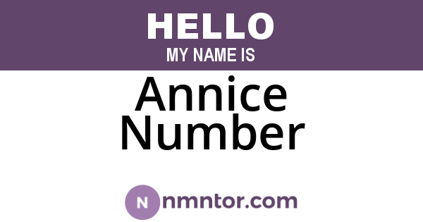 Annice Number