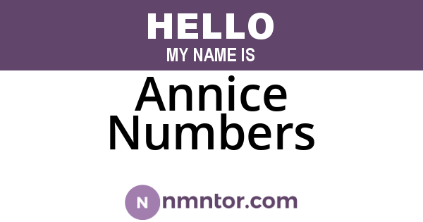 Annice Numbers