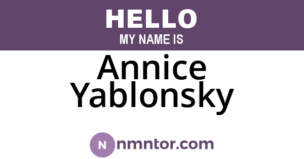 Annice Yablonsky