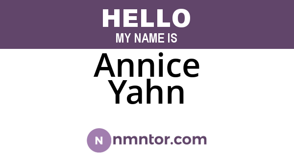 Annice Yahn