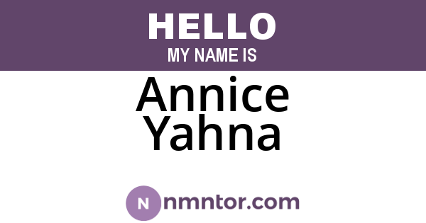 Annice Yahna