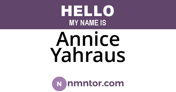 Annice Yahraus