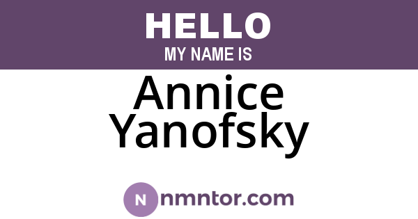 Annice Yanofsky