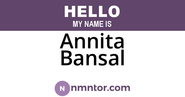 Annita Bansal