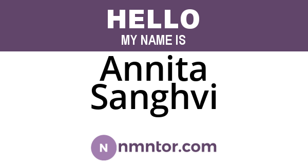 Annita Sanghvi