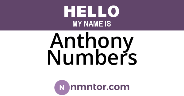 Anthony Numbers