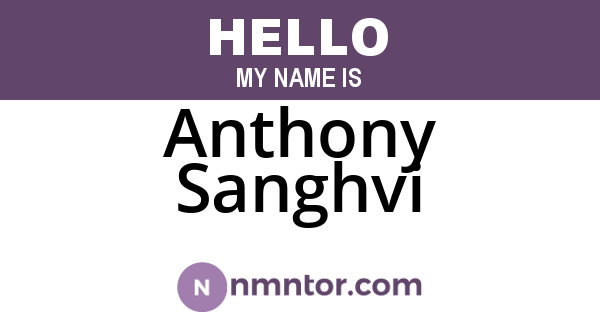 Anthony Sanghvi
