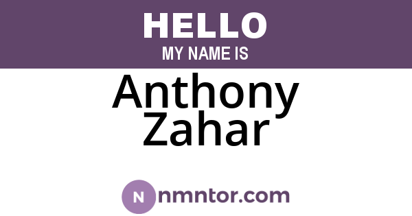 Anthony Zahar