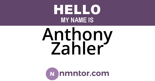 Anthony Zahler