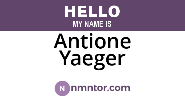 Antione Yaeger