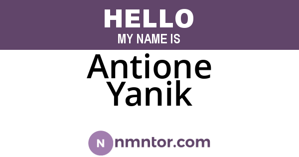 Antione Yanik