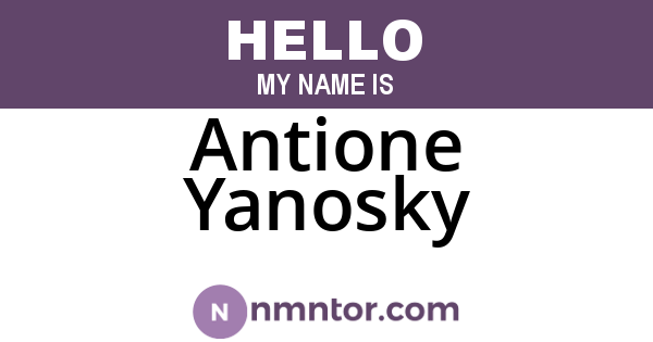 Antione Yanosky