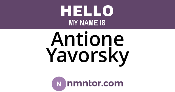 Antione Yavorsky