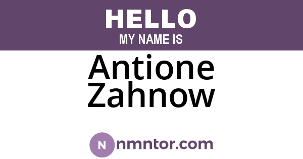 Antione Zahnow