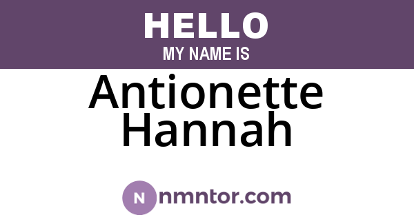 Antionette Hannah