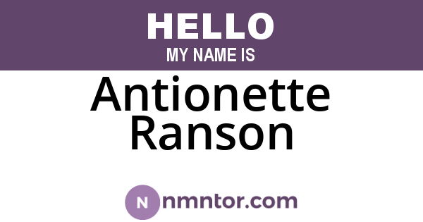 Antionette Ranson