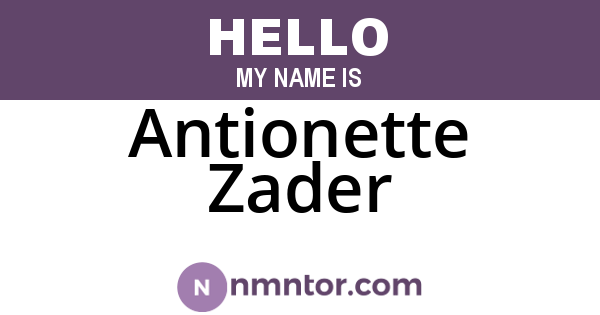 Antionette Zader