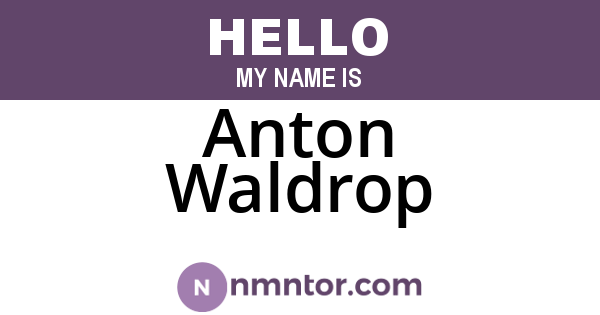 Anton Waldrop