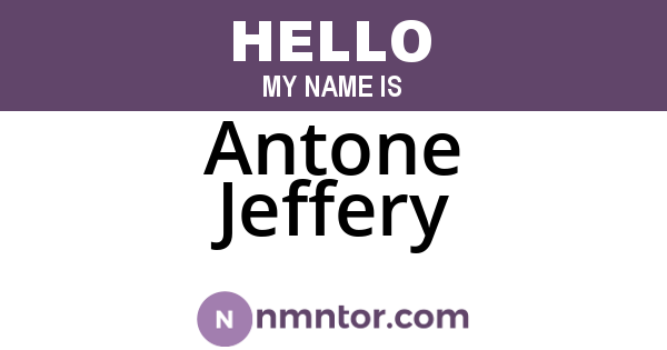Antone Jeffery