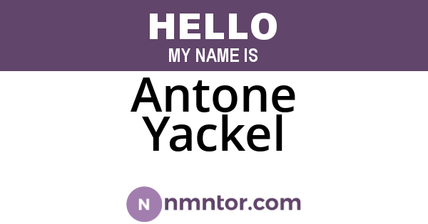 Antone Yackel