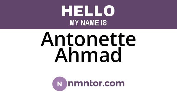 Antonette Ahmad