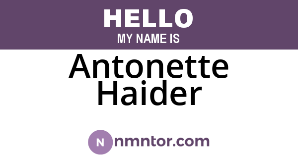 Antonette Haider