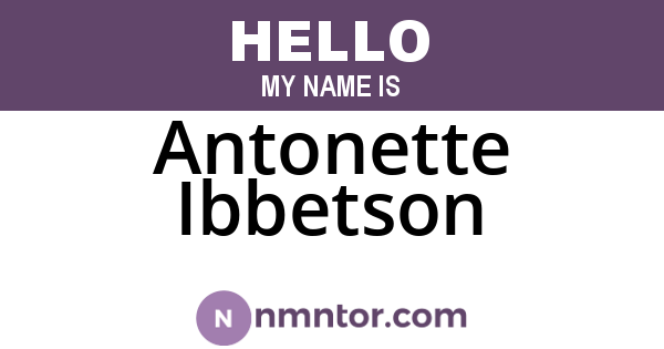 Antonette Ibbetson