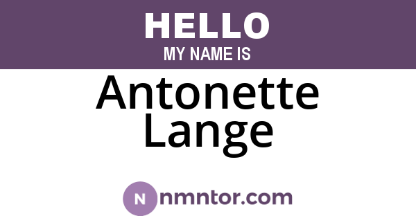Antonette Lange